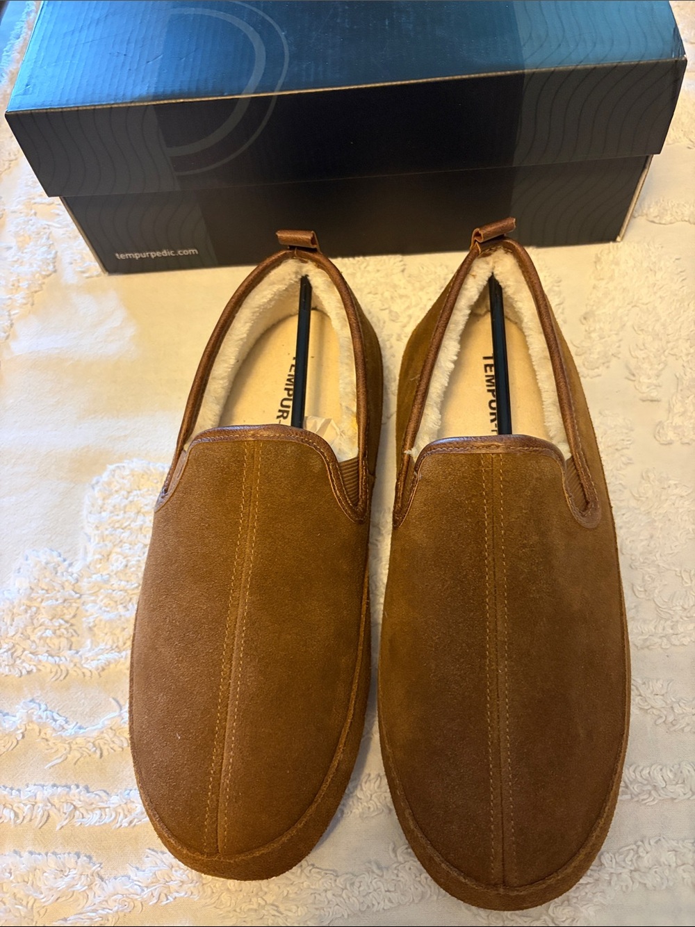 Men's Chestnut Suede Slip-On Comfort Slippers